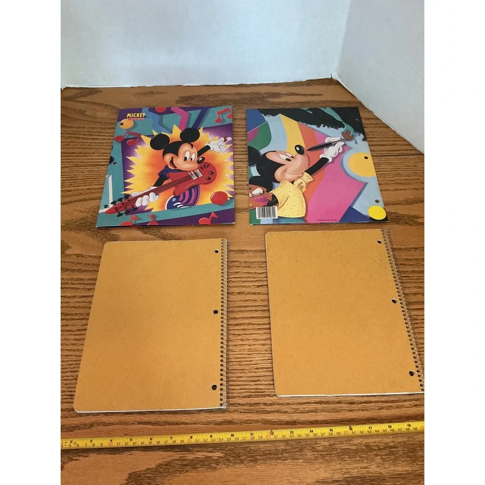 Vintage 90s Mickey Mouse School Supplies Spiral Notebooks and Folders Set of 4